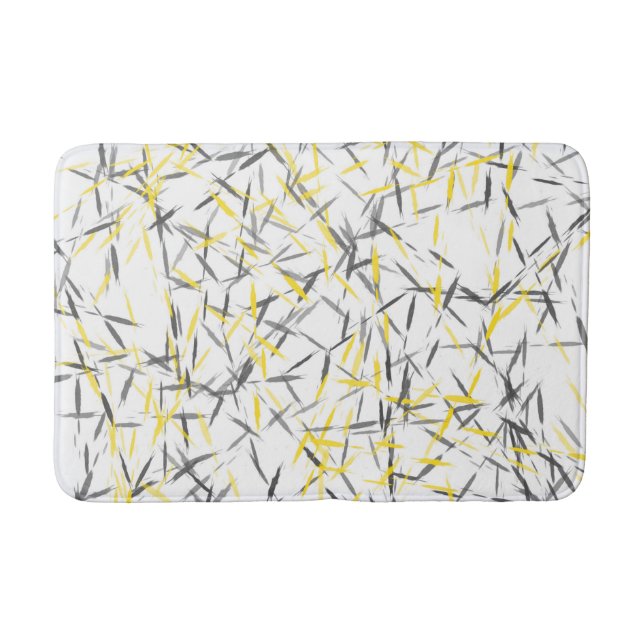 Yellow Gray Abstract Bathroom Mat (Front)