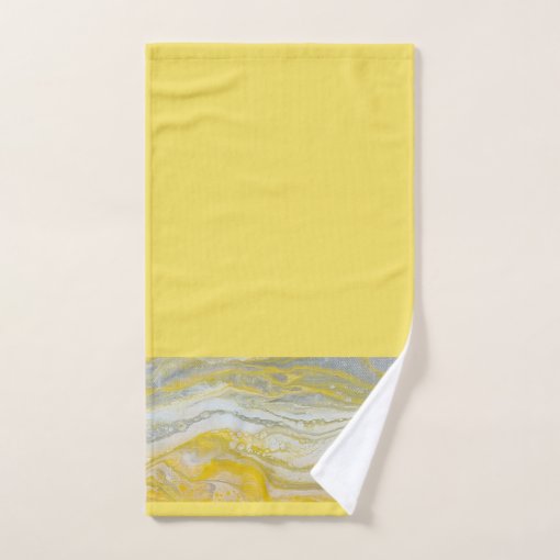 Yellow & Gray Abstract Bathroom Towel Set Zazzle