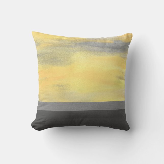 Yellow Gray Abstract Modern Throw Pillow (Front)