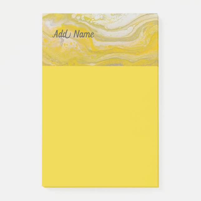 Yellow Gray Abstract Personalized Post it Note 4x6 (Front)