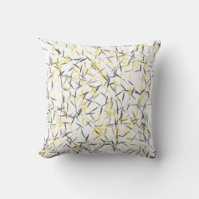 Yellow Gray Abstract Throw Pillow (Front)