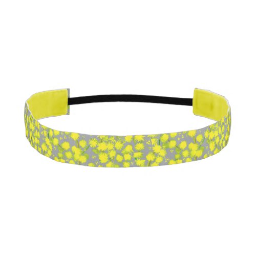 yellow gray Acacia flowers patterned Athletic Headband