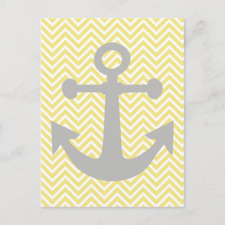 Yellow & Gray Anchor Nautical Pastel by Lara Kulpa Postcard