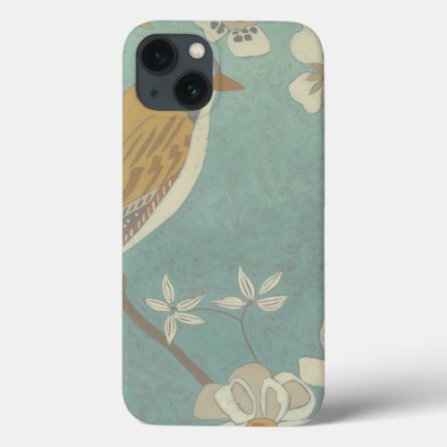 Yellow Gray and Beige Bird Perched on a Branch iPhone 13 Case