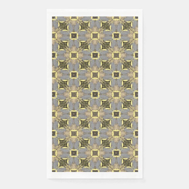 Yellow, Gray, and Black Flowers Pattern Paper Guest Towels (Front)