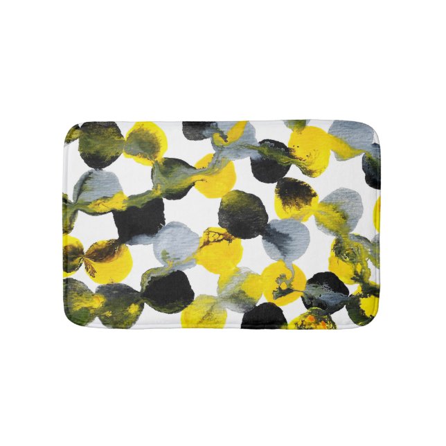 Yellow, Gray and Black Intertactions Bath Mat (Front)