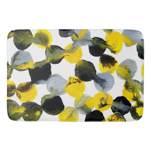 Yellow Gray and Black Intertactions Pattern Bathroom Mat