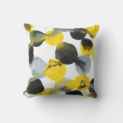 Yellow Gray and Black Intertactions Pattern Throw Pillow