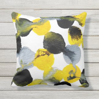 Yellow, Gray and Black Intertactions Pattern Throw Pillow