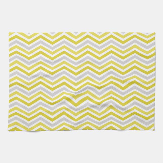 Yellow, Gray, and White Chevron Stripes Towel (Horizontal)