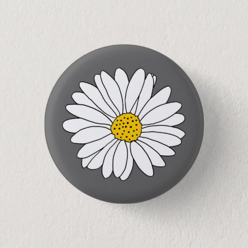 Yellow Gray and White Daisy Button