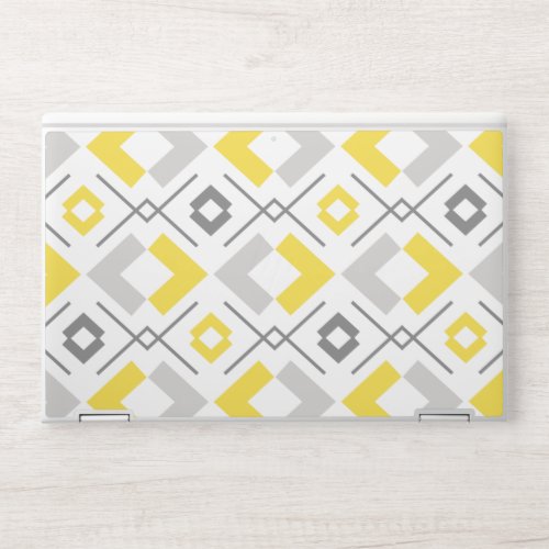 Yellow gray and white geometric pattern HP laptop skin