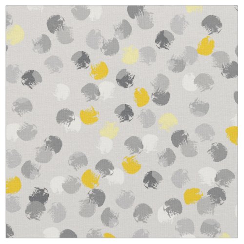 Yellow gray and white textured polka dots fabric