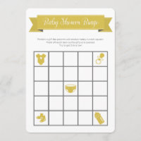 Yellow Gray Baby Shower Bingo Game Double Sided Invitation