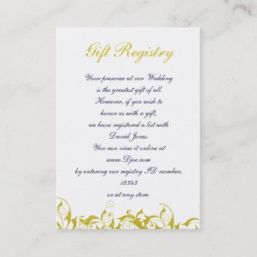 yellow gray Baroque Wedding Business Card