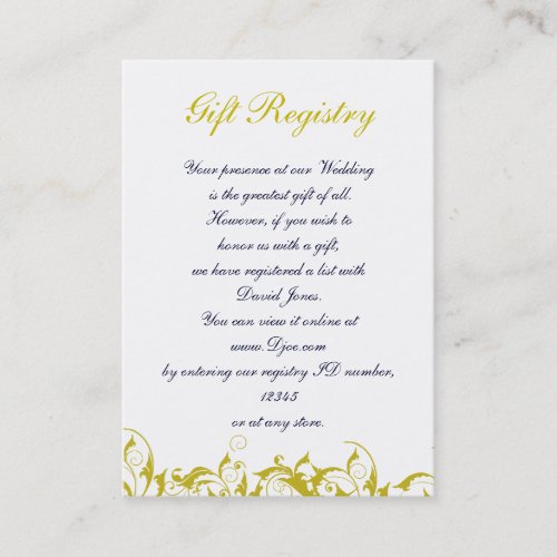 "yellow and gray"Gift registry  Cards Business Card