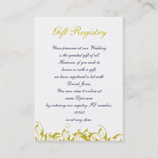 Customizable "yellow and gray"Gift registry  Cards Business Card