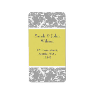 yellow gray Baroque Wedding Label
