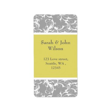 yellow gray Baroque Wedding Label