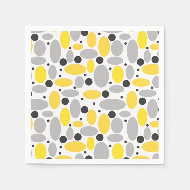 yellow gray bean retro pattern for home decor napkins (Front)