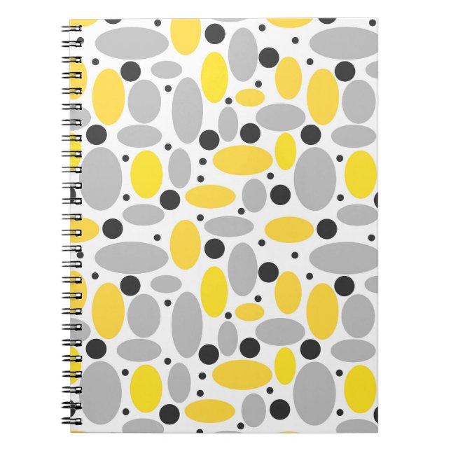 yellow gray bean retro pattern for home decor notebook (Front)