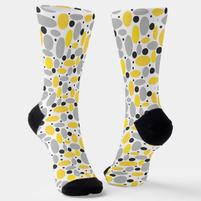yellow gray bean retro pattern for home decor socks (Angled)