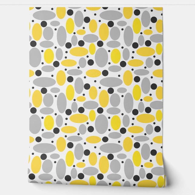 yellow gray bean retro pattern for home decor wallpaper  (Unrolling)