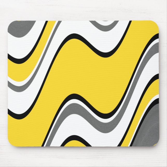 Yellow Gray Black and White Abstract Mouse Pad (Front)