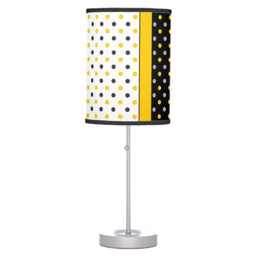 Yellow Gray Black and White Polka Dot Modern Table Lamp