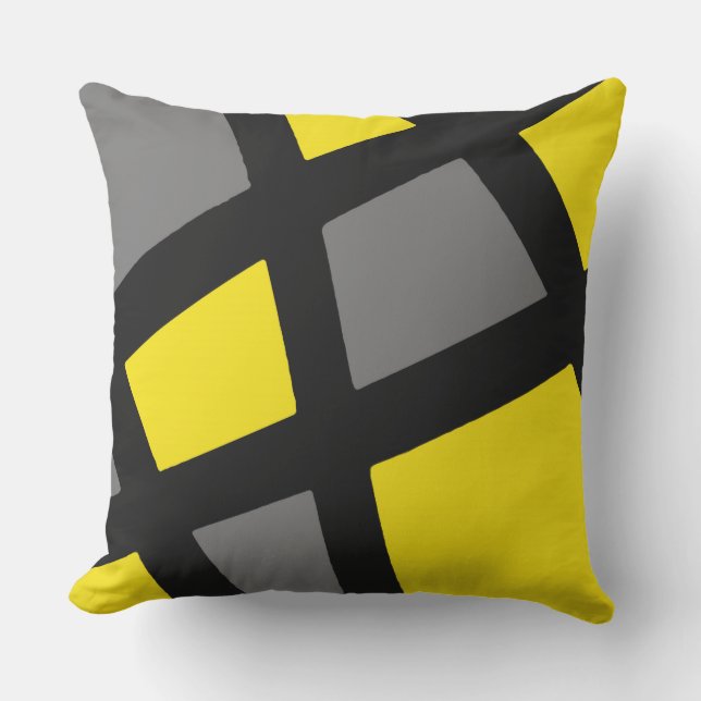 Yellow Gray Black Geometric Outdoor Pillow (Front)