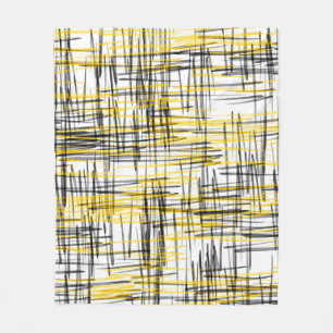 'Yellow gray Black Scribbles' Watercolor Abstract Fleece Blanket