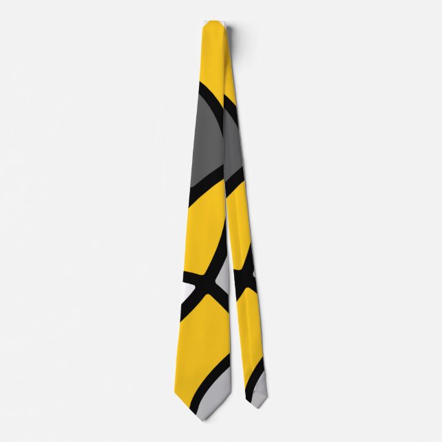 Yellow Gray Black White Abstract  Neck Tie (Front)