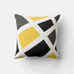 Yellow Gray Black White Geometric Throw Pillow | Zazzle