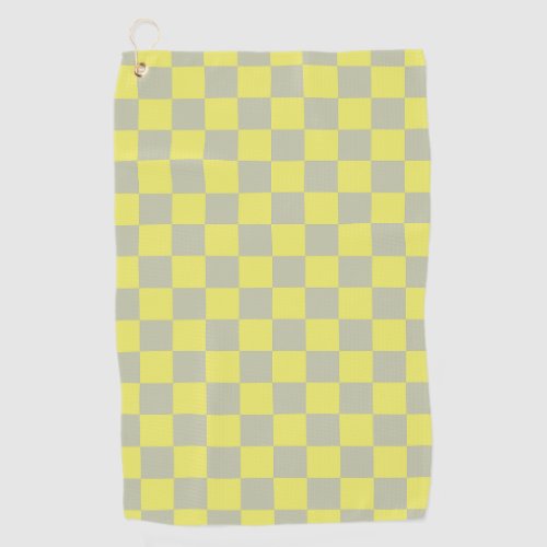 Yellow  Gray Check Checkered Checkerboard Pattern Golf Towel