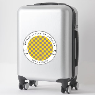 Yellow & Gray Checkered Monogram Travel Luggage Sticker