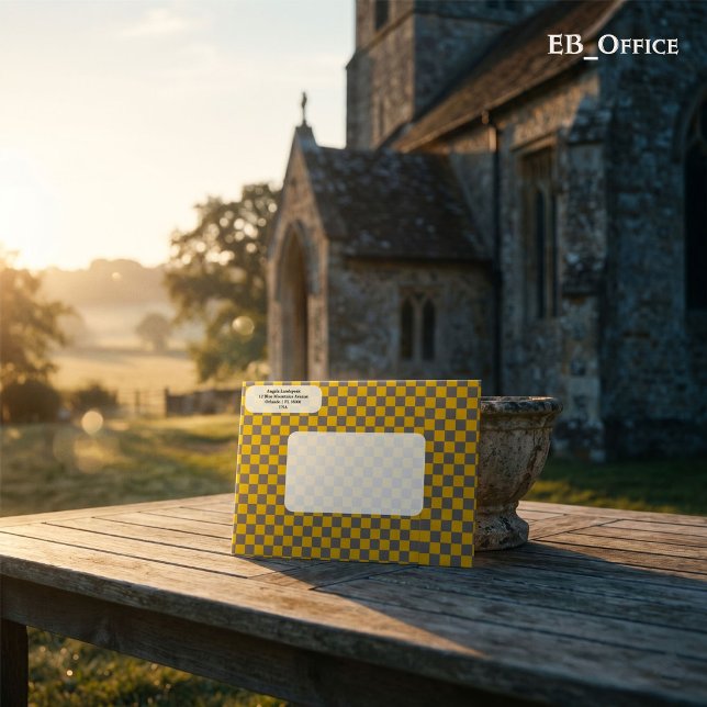Yellow & Gray Checkered  Return Address  Envelope (Love the envelope, but looking for a different hue? Visit EB_Office to explore our full collection.)