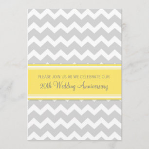Yellow Gray Chevron 20th Anniversary Invitation