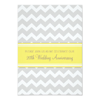 Yellow Gray Chevron 20th Anniversary Invitation