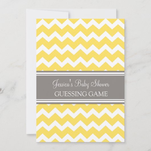 Yellow Gray Chevron Baby Shower Guessing Game (Front)