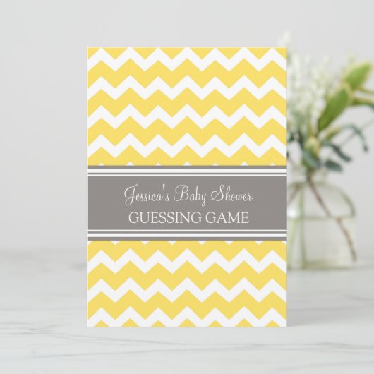 Yellow Gray Chevron Baby Shower Guessing Game (Standing Front)