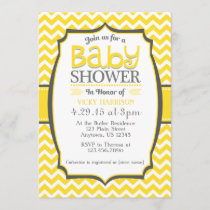 Yellow Gray Chevron Baby Shower Invitation