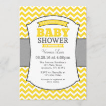 Yellow Gray Chevron Baby Shower Invitation