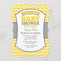 Yellow Gray Chevron Baby Shower Invitation