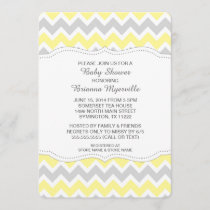 Yellow Gray Chevron Baby Shower Invites MODERN