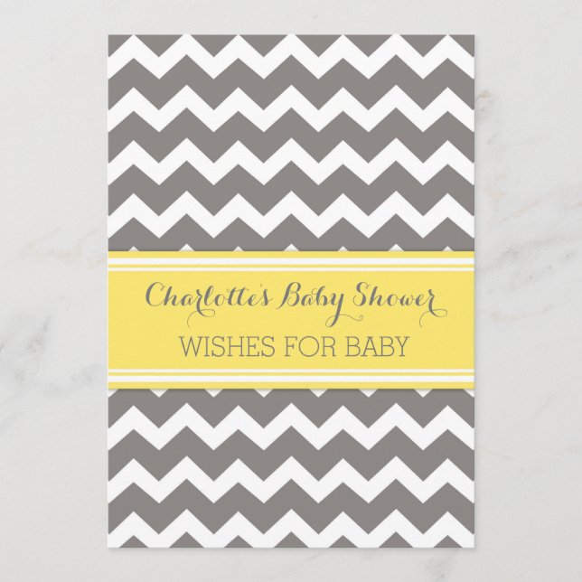 Yellow Gray Chevron Baby Shower Note to Baby Advice Card (Front)