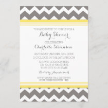 Yellow Gray Chevron Custom Baby Shower Invitations