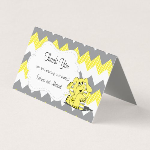 Yellow  Gray Chevron Elephant  Candy Toppers Business Card