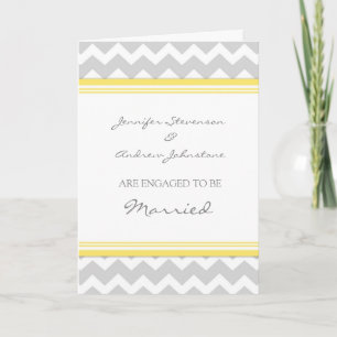 Yellow Gray Chevron Engagement Announcement Card