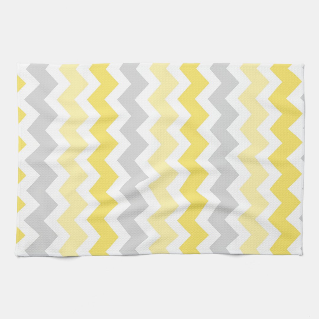 Yellow Gray Chevron Kitchen Cloth Towel Zazzle