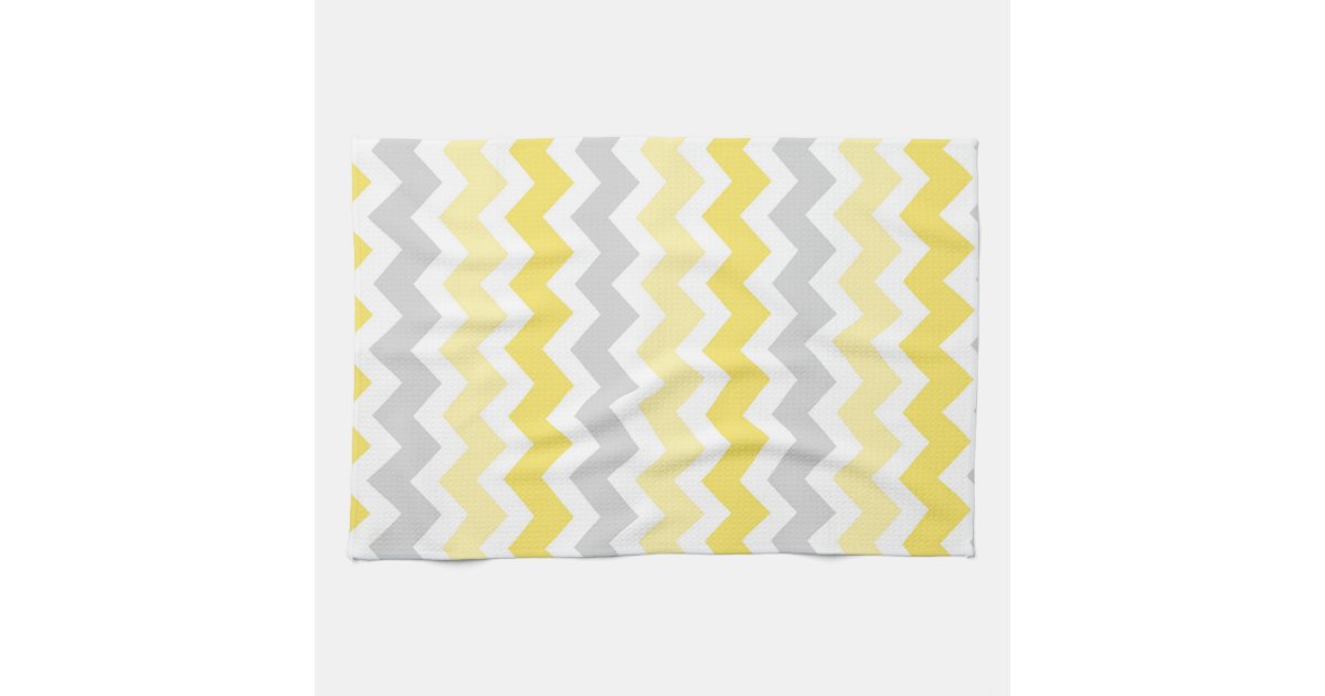 Yellow Gray Chevron Kitchen Cloth Towel Zazzle